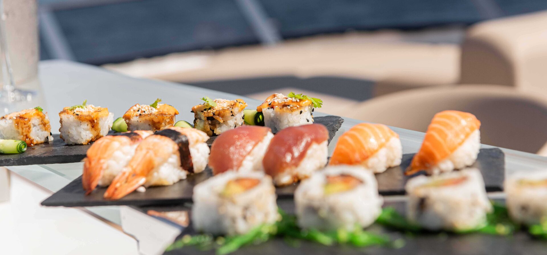 sushi on a yacht