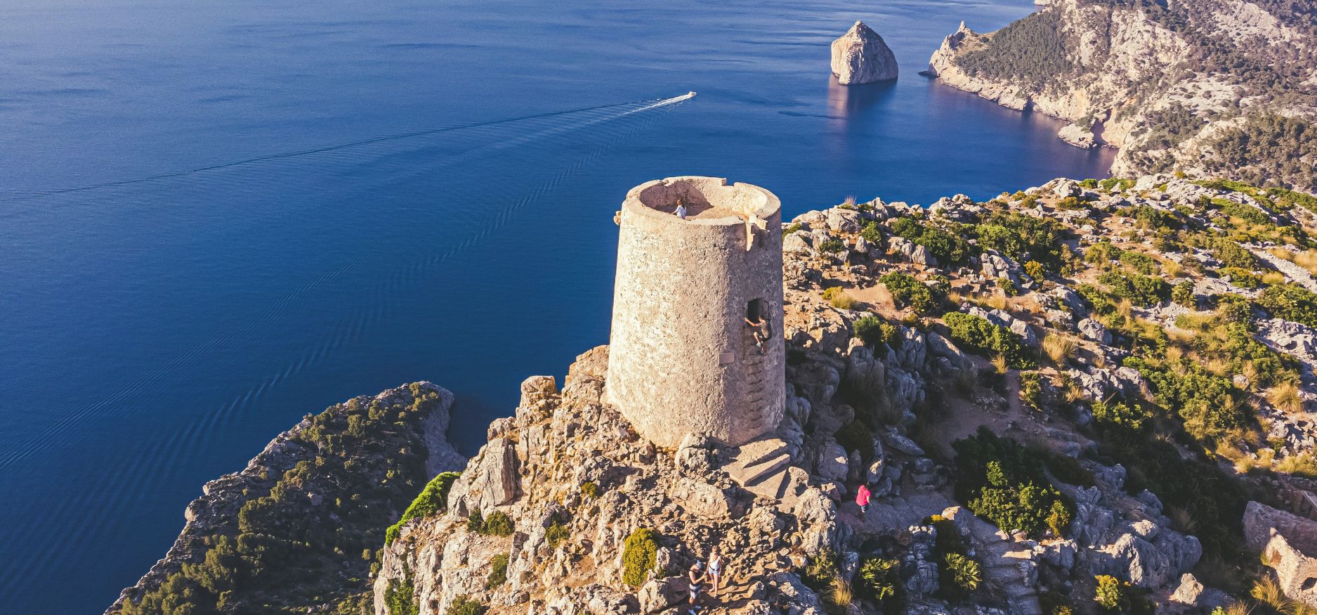 Pollença Mallorca, clifftops overlooking a bright blue sea
