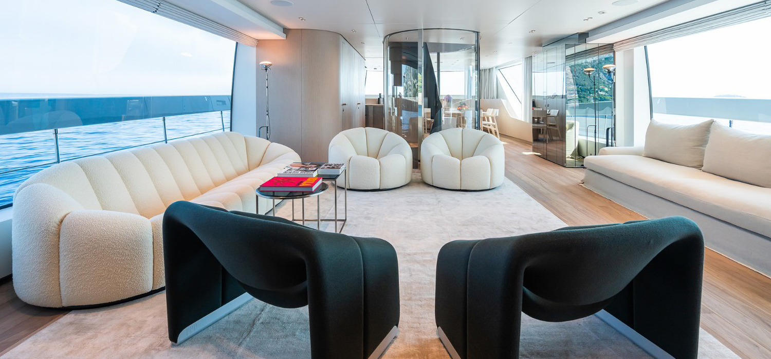 Luxury interior on board motor yacht Ami