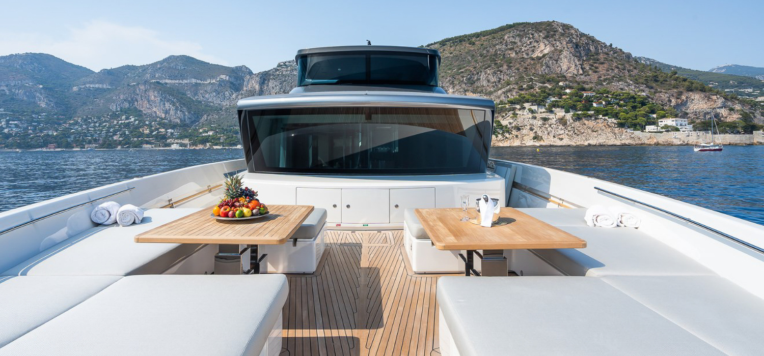 Aft deck on board motor yacht Ami